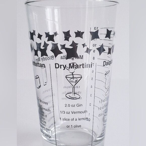 VINTAGE Federal Cocktail Drink Recipe Glass with 5 Recipes Black Print - 6” Tall - Picture 10 of 11